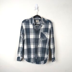 TNA aritzia plaid button down flannel boyfriend fit shirt XS